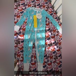 Little sleepies happy bunny print in blue